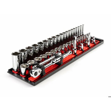 TEKTON 3/8 Inch Drive 6-Point Socket and Ratchet Set with Rails, 44-Piece (6-24 mm) SKT13201